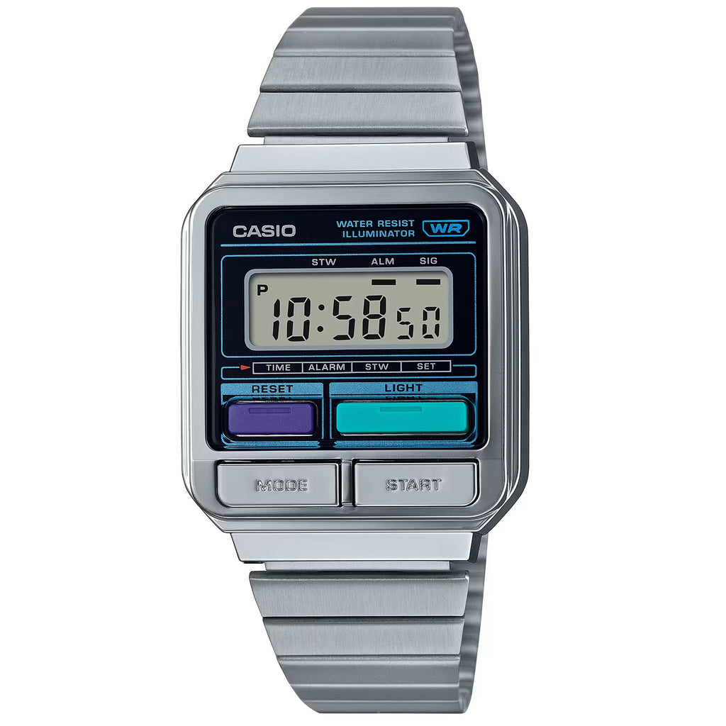 Casio Silver Future Retro Style Unisex Multifunction Digital Watch A120WE-1A