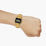 Casio Gold/Black Diamond Dial Unisex Vintage Style Digital Watch A159WGED-1