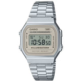 Casio Silver/Light Beige Classic Retro Style Unisex Digital Watch A168WA-8A