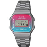 Casio Gunmetal/Pink-Blue Gradient Retro Style Unisex Digital Watch A168WERB-2A
