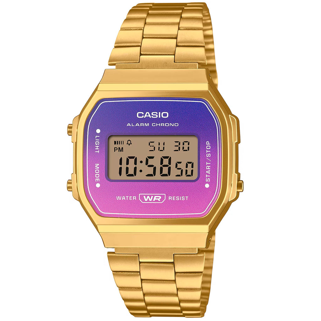 Casio Gold/Purple-Pink Gradient Retro Style Unisex Digital Watch A168WERG-2A
