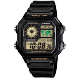 Casio Black Youth Series World Time Unisex Digital Sports Watch AE-1200WH-1B