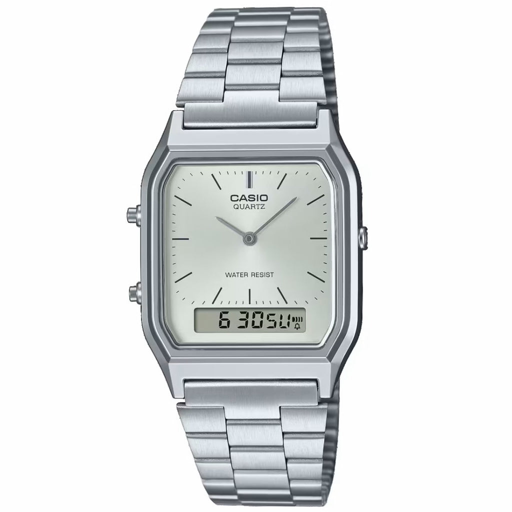 Casio Silver Vintage Style Unisex Analog Digital Watch AQ-230A-7A
