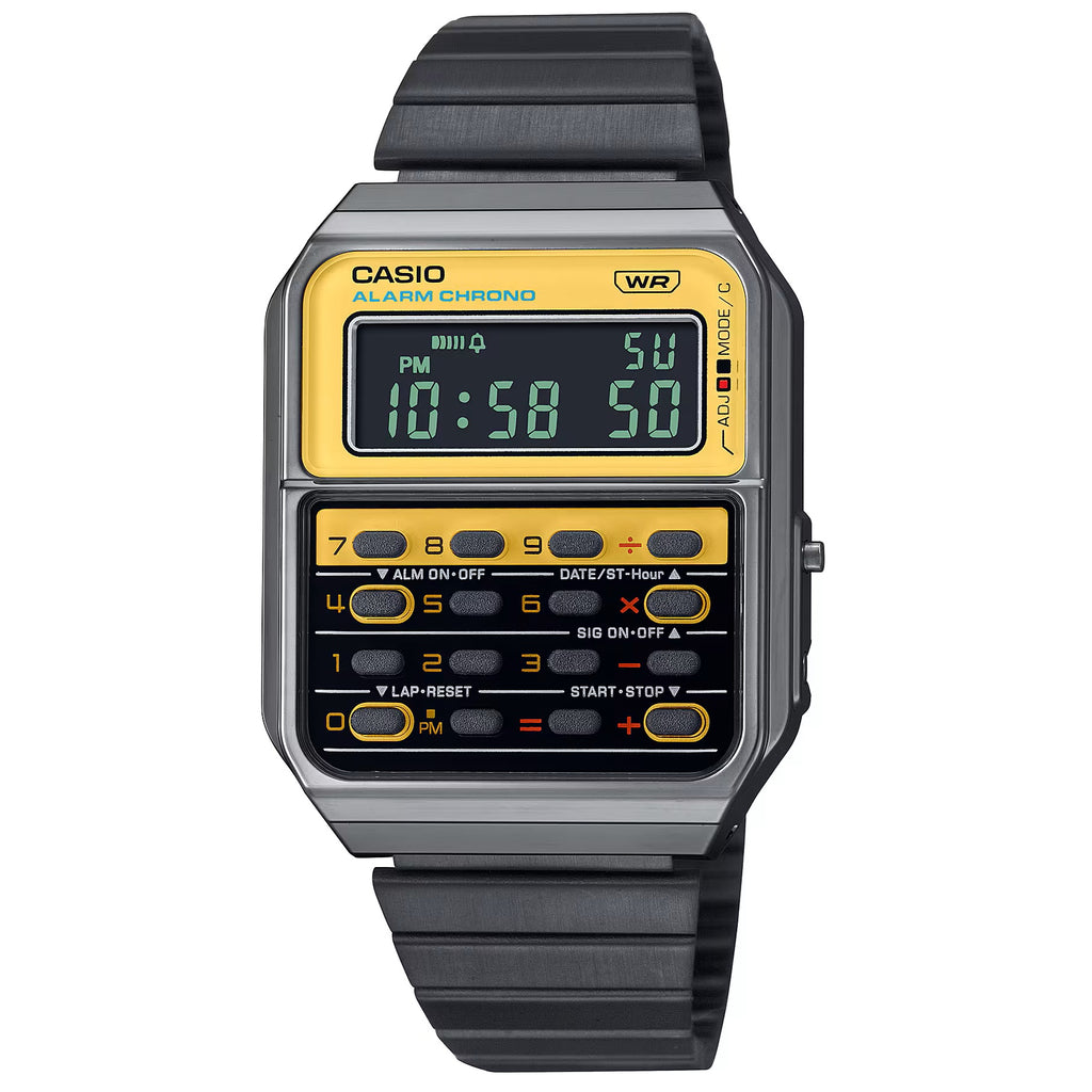 Casio Yellow/Grey Heritage Colours Retro Unisex Calculator Watch CA-500WEGG-9B