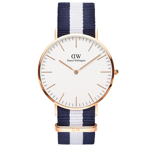 Daniel Wellington Classic Glasgow Rose Gold/Fabric Strap Unisex Analog Watch