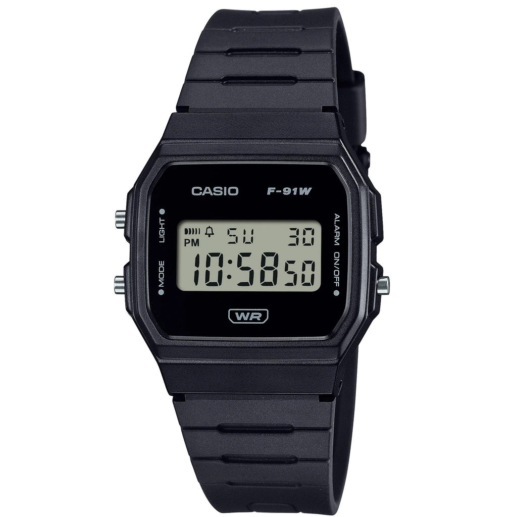 Casio All Black Vintage Retro Style Unisex Multifunction Digital Watch F-91WB-1A