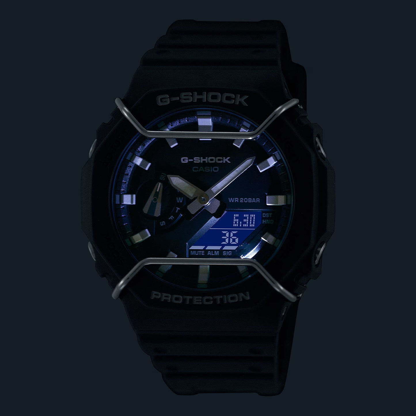 G-Shock Grey Men's 200m Digi-Analog Watch with Face Protectors GA-2100PTS-8A