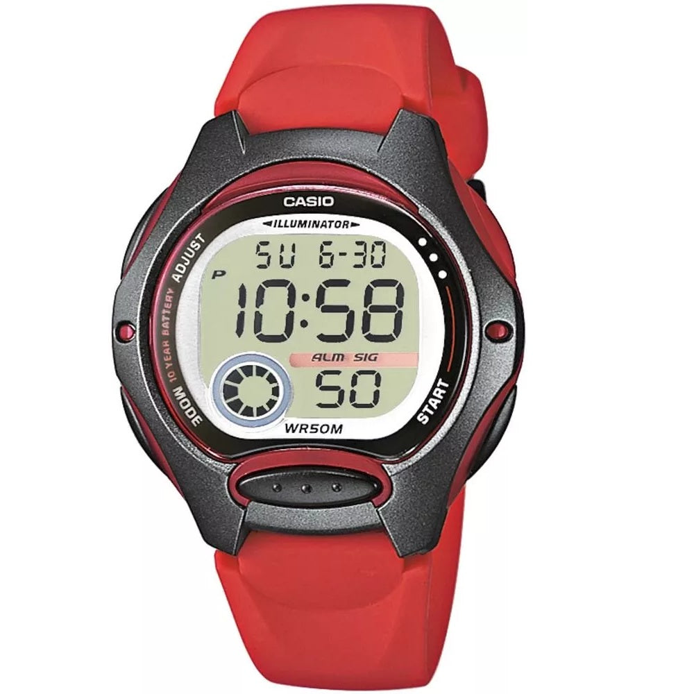 Casio LW-200-4A Black Red Women's or Kid's 50m Digital Sports Watch