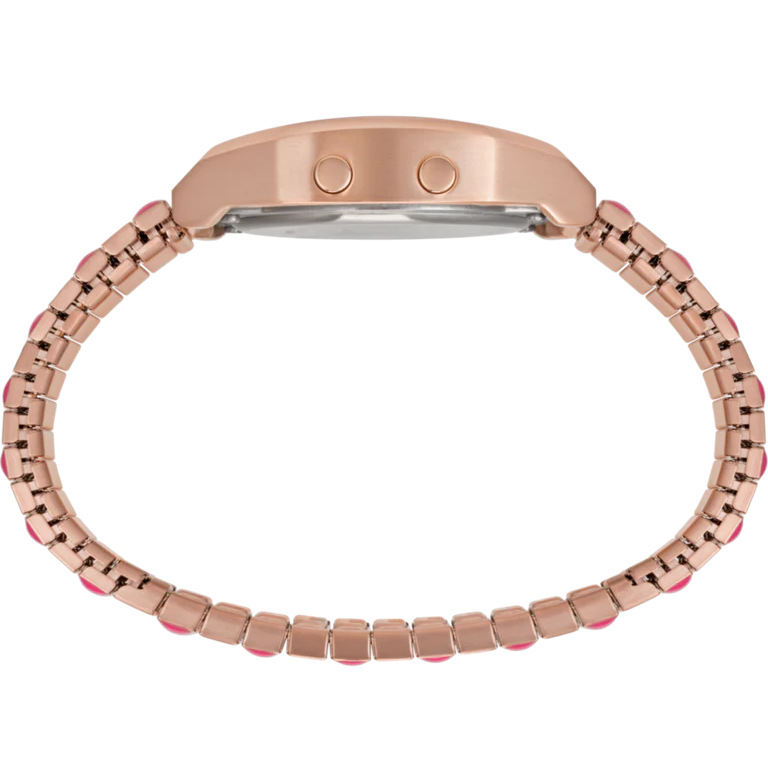 Timex T80 Pink/Rose Gold Tone Expansion Band Women's 30m Digital Watch TW2W41600