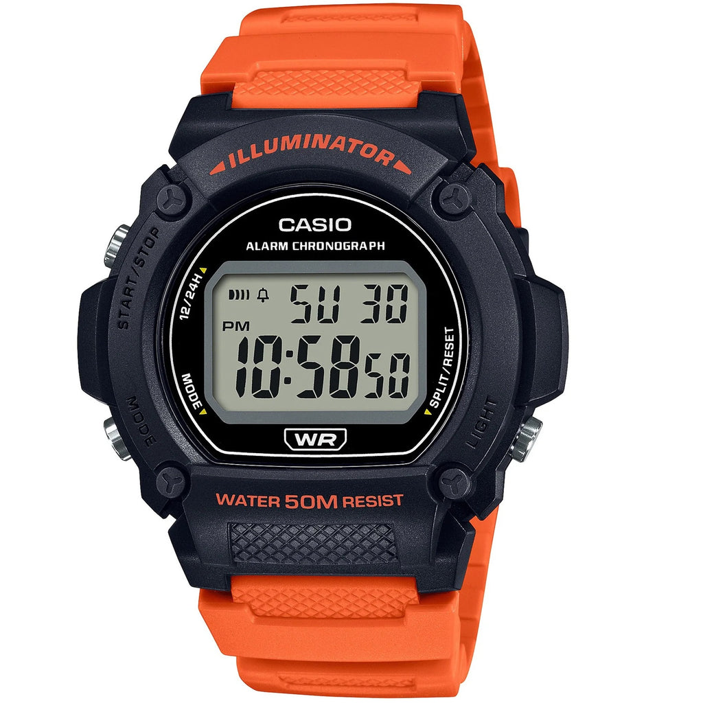 Casio Black Orange 50m Unisex Digital Sports Watch W-219H-4A