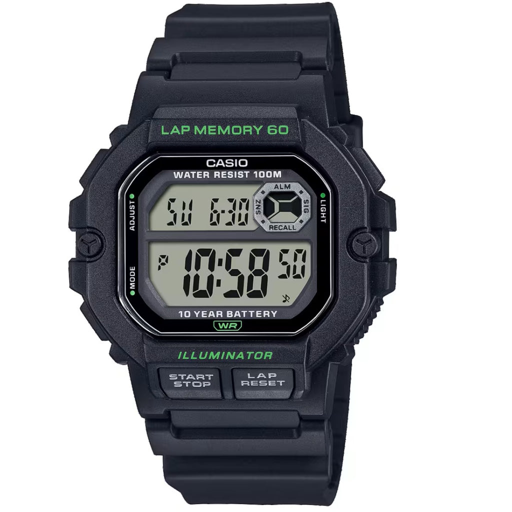 Casio Black Dial/Black Resin Men's 100m Digital Sports Watch WS-1400H-1AV