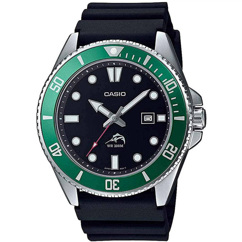 Casio Duro Marlin Silver/Black Green Men's 200m Analog Divers Watch MDV-106B-1A3