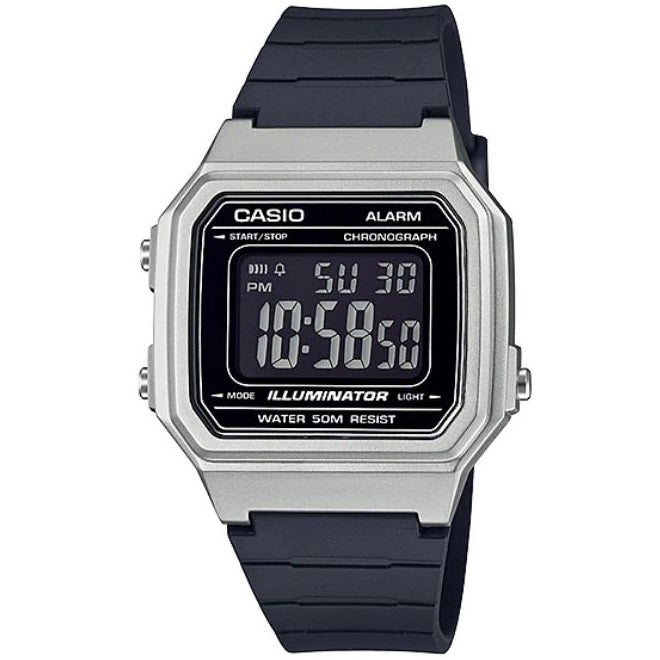 Casio Silver 50m Multifunction Casual Unisex Digital Watch W-217HM-7B