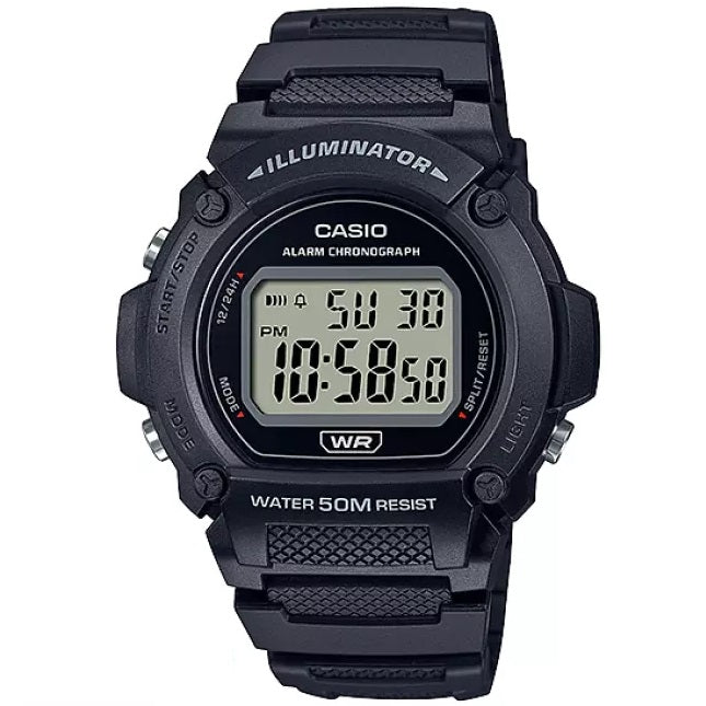 Casio Black Basic 50m Unisex Digital Multifunction Watch W-219H-1A