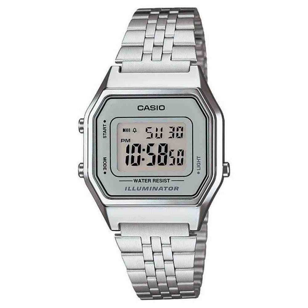 Casio Silver Grey Dial Women's Stainless Steel Digital Watch LA680WA-7