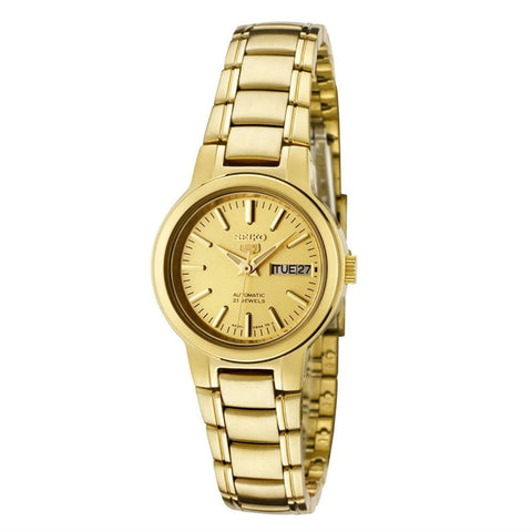 Seiko 5 All Gold Stainless Steel Women's Automatic Analog Dress Watch SYME46K1