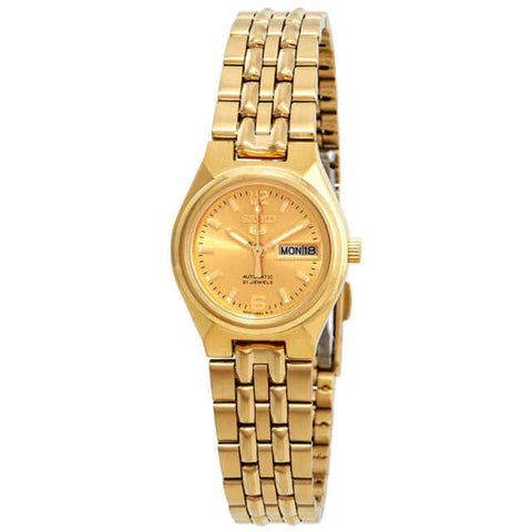 Seiko 5 All Gold Stainless Steel Women's Automatic Analog Dress Watch SYMK36K1