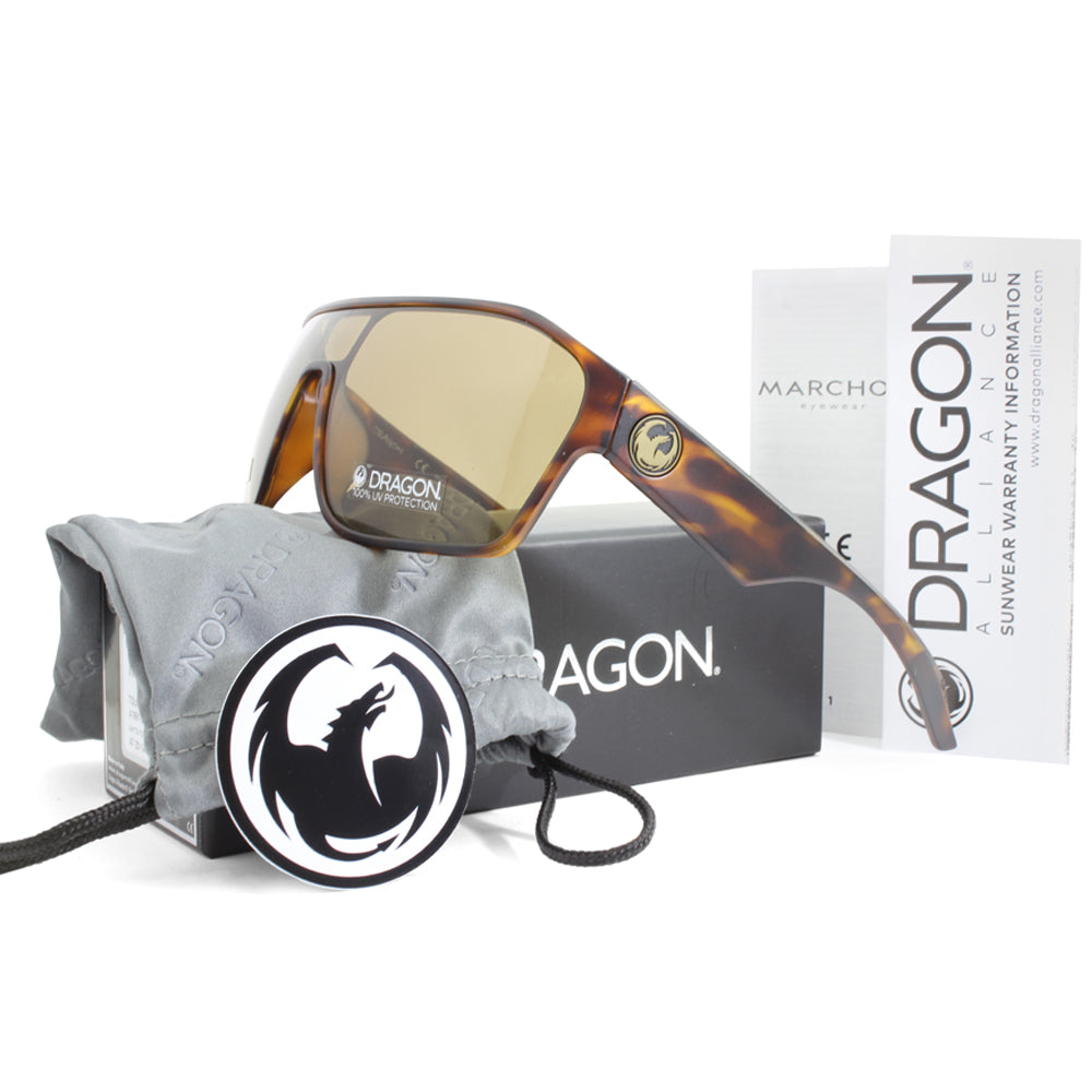 Dragon Tolm LL Matte Tortoise/Brown Men's Designer Shield Sunglasses 41991-246