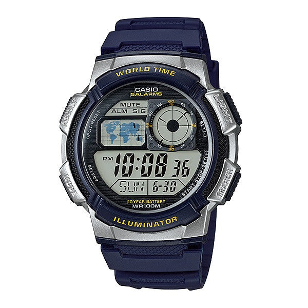 Casio Blue Silver-Tone 100m Unisex Digital Sports Watch AE-1000W-2A