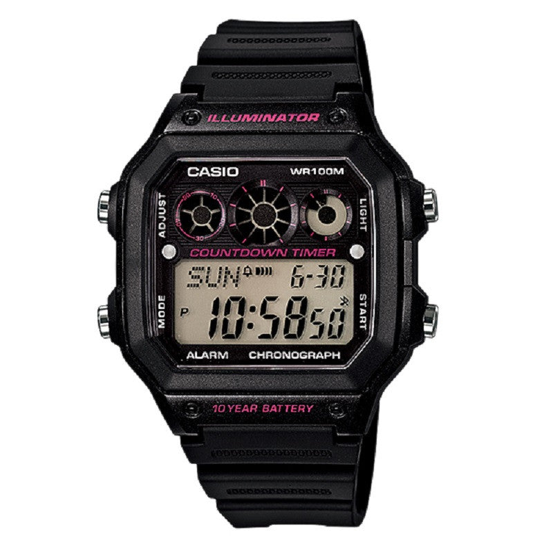 Casio Black 100m Digital Chronograph Sports Watch AE-1300WH-1A2