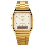 Casio AQ-230GA-9D Gold Dual Time Unisex Retro Digital Analog Watch