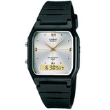 Casio Black/Silver Dual Time Unisex 50m Digital Analog Watch AW-48HE-7A