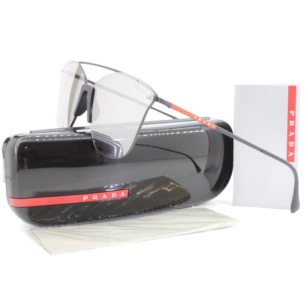 Prada Sports Black/Silver Mirror Flat Women's Sunglasses PS52US DG02B0
