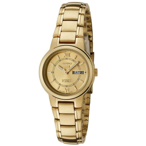 Seiko 5 All Gold Stainless Steel Women's Automatic Analog Dress Watch SYME58K1