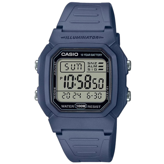 Casio Dark Blue 100m Dual Time Unisex Digital Sports Watch W-800H-2A