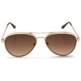 Guess Factory Shiny Gold/Brown Gradient Women's Pilot Style Sunglasses GF0350 32F