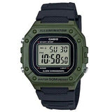 Casio Black/Green 50m Multi-Function Unisex Digital Sports Watch W-218H-3A