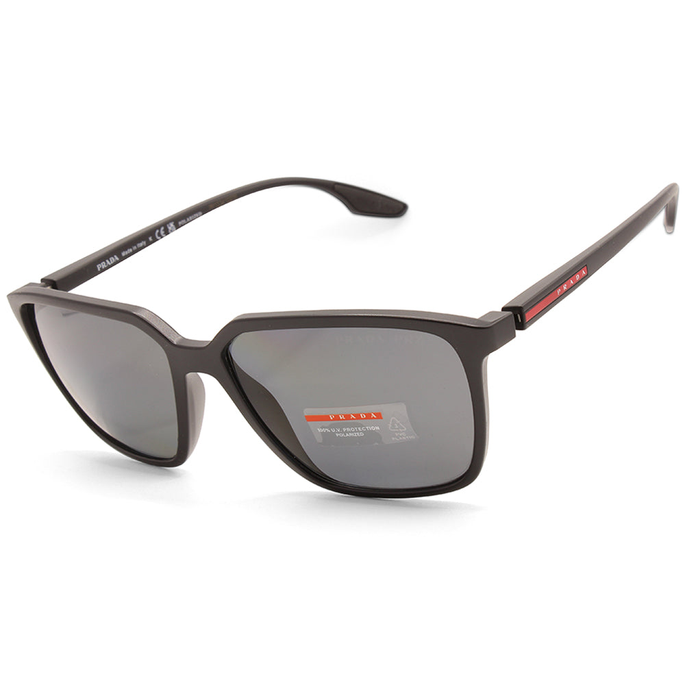 Prada Sport Black Satin/Grey Polarised Men's Designer Sunglasses PS06VS 1BO5Z1