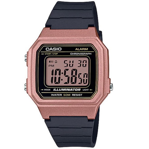 Casio Rose Gold & Black Unisex 50m Multi-function Digital Watch W-217HM-5A
