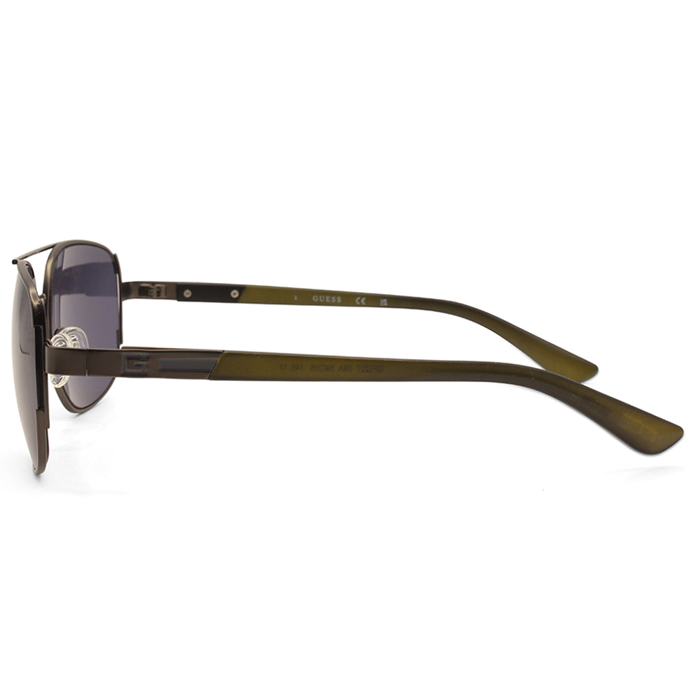 Guess Factory Shiny Gunmetal/Grey Smoke Men's Pilot Sunglasses GF0227 08A