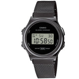 Casio Dark Grey Mesh Strap Retro Stainless Steel Unisex Digital Watch A171WEMB-1A