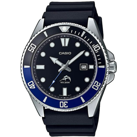Casio Duro Marlin Silver/Black Blue Men's 200m Analog Divers Watch MDV-106B-1A1