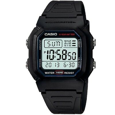 Casio Black 100m Dual Time Unisex Digital Sports Watch W-800H-1A