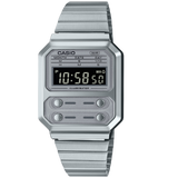 Casio Silver Retro Style Unisex Multifunction Digital Watch A100WE-7B