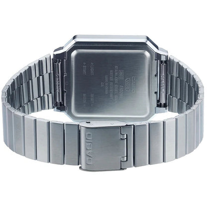 Casio Silver Retro Style Unisex Multifunction Digital Watch A100WE-7B
