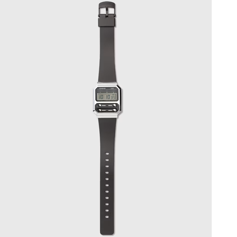 Casio Silver Black Retro Style Unisex Multifunction Digital Watch A100WEF-1A