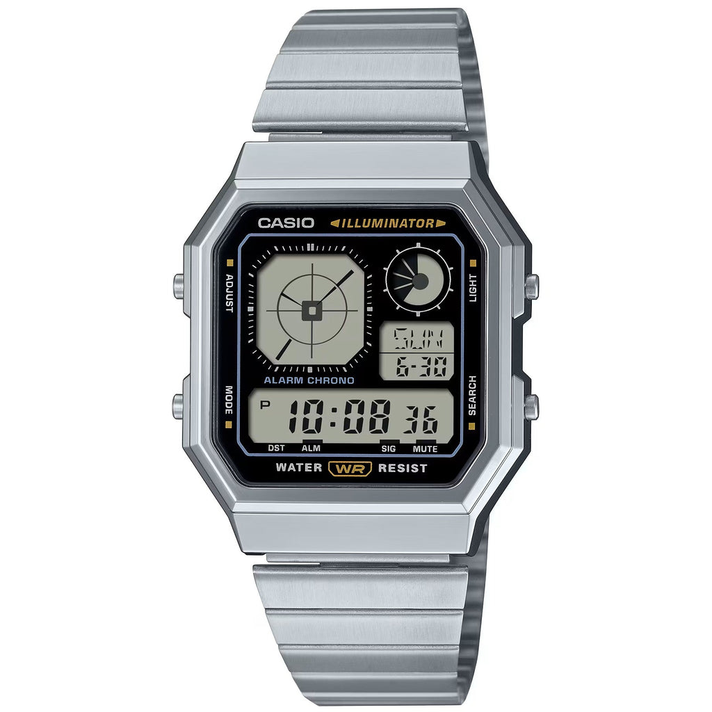 Casio Silver Unisex Multifunction Digital Watch A130WE-1A