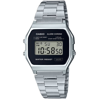 Casio Silver/Black Unisex Multifunction Digital Watch A158WEA-1
