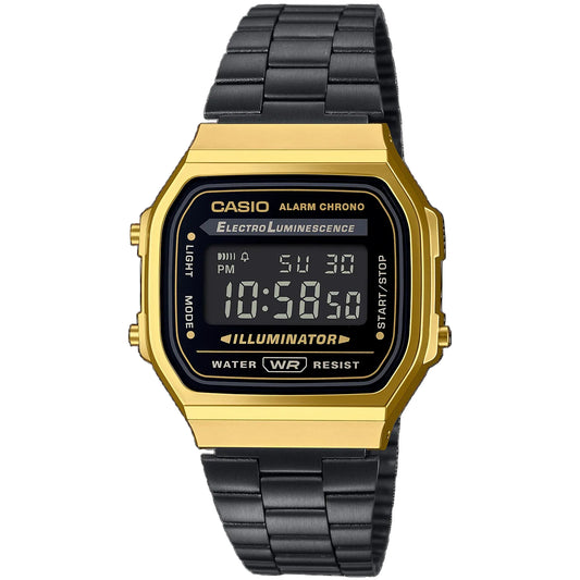 Casio Black Gold Retro Vintage Style Unisex Digital Watch A168WEGB-1B