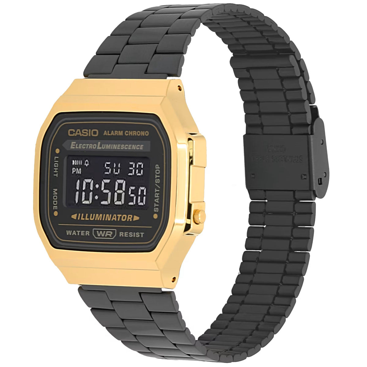 Casio Black Gold Retro Vintage Style Unisex Digital Watch A168WEGB-1B