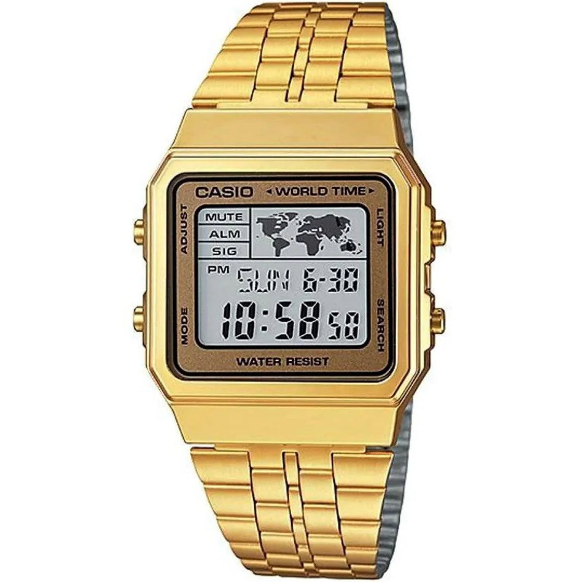 Casio Gold Vintage Style World Time Unisex Digital Watch A500WGA-9