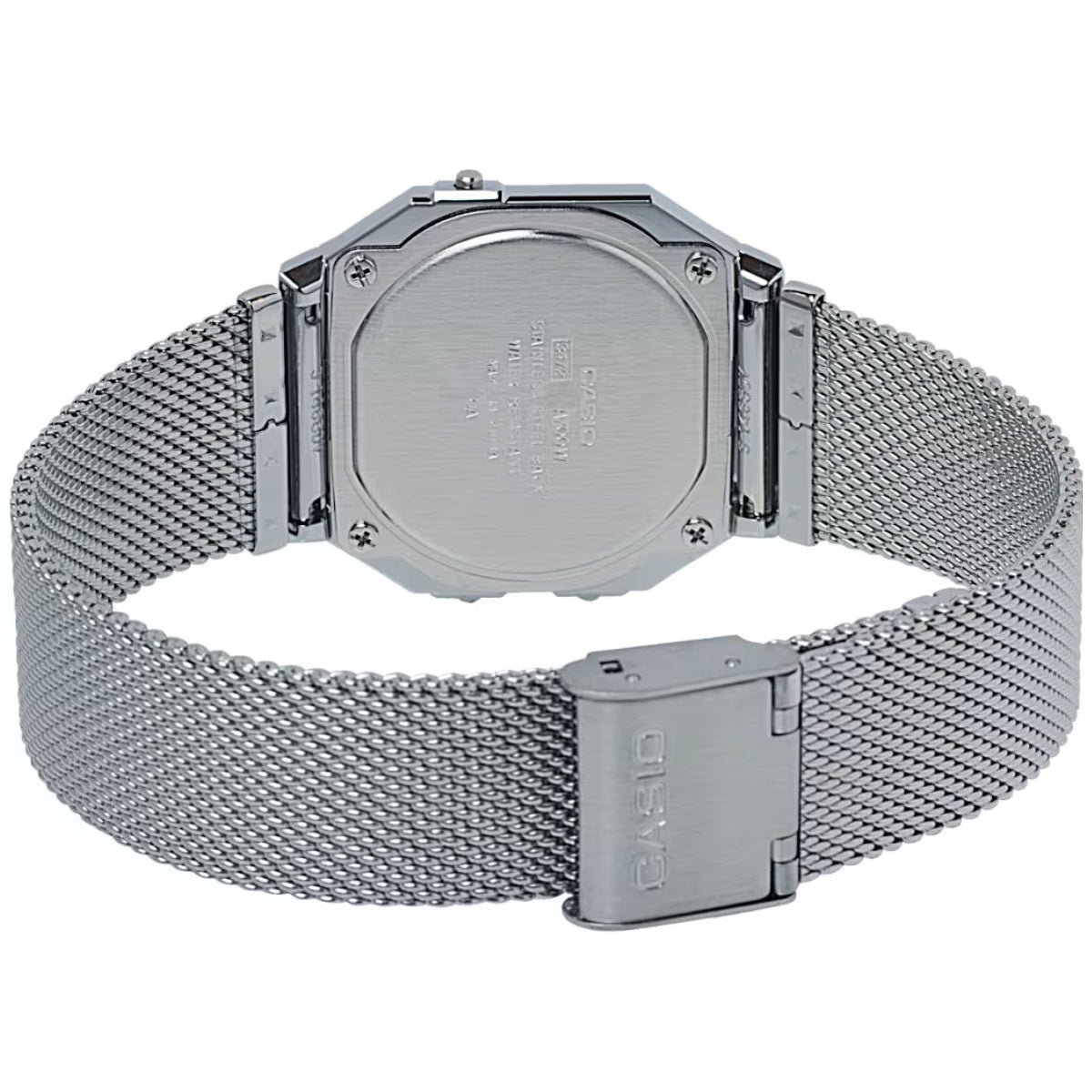 Casio Silver Super Slim Stainless Steel Mesh Band Unisex Digital Watch A700WM-7A