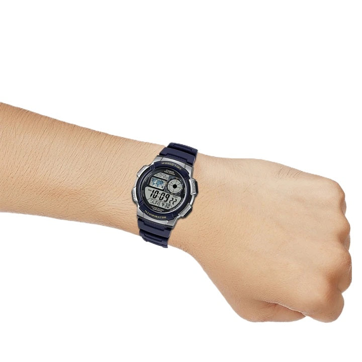 Casio Blue Silver-Tone 100m Unisex Digital Sports Watch AE-1000W-2A