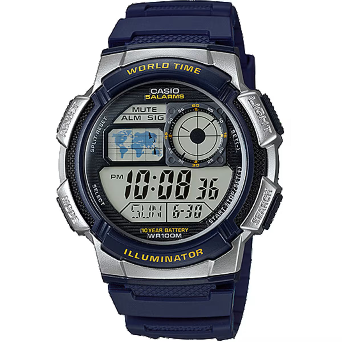 Casio Blue Silver-Tone 100m Unisex Digital Sports Watch AE-1000W-2A