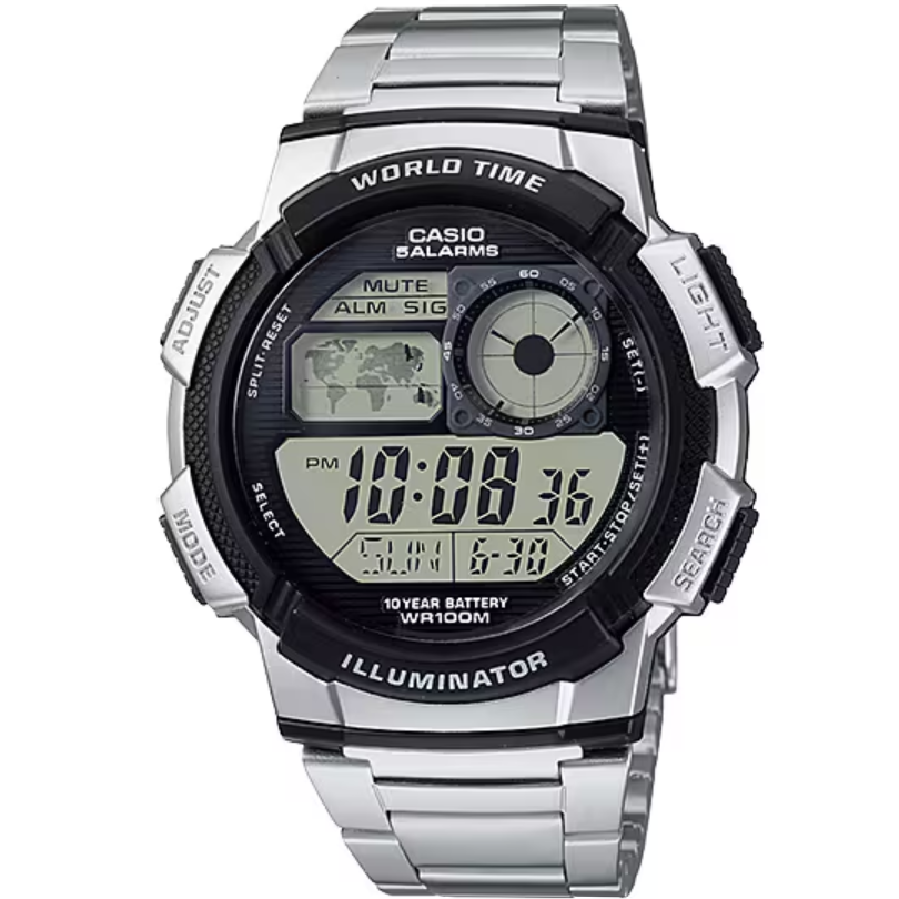 Casio Silver Stainless Steel Men's Digital Sports Watch AE-1000WD-1A