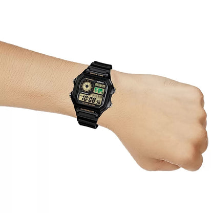 Casio Black Youth Series World Time Unisex Digital Sports Watch AE-1200WH-1A